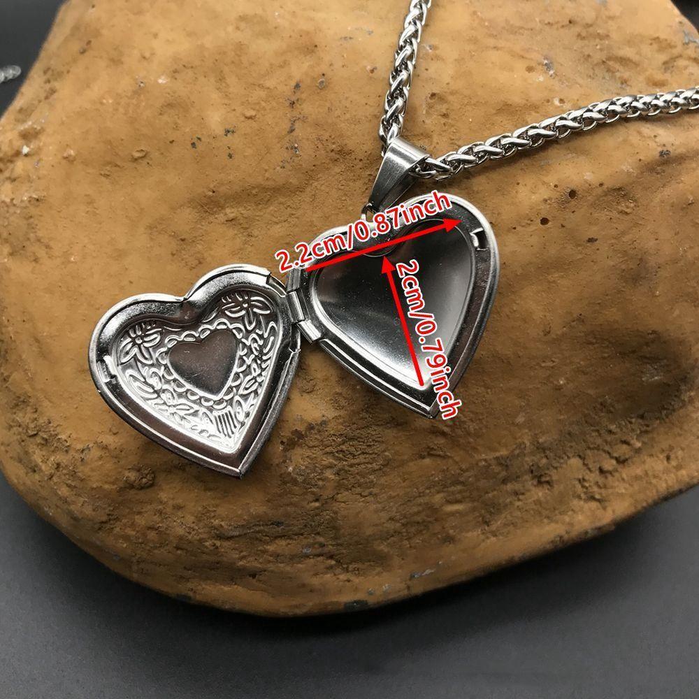 Men Women Lover Jewelry Friend Photo Picture Locket Heart Shaped Necklace Pendant