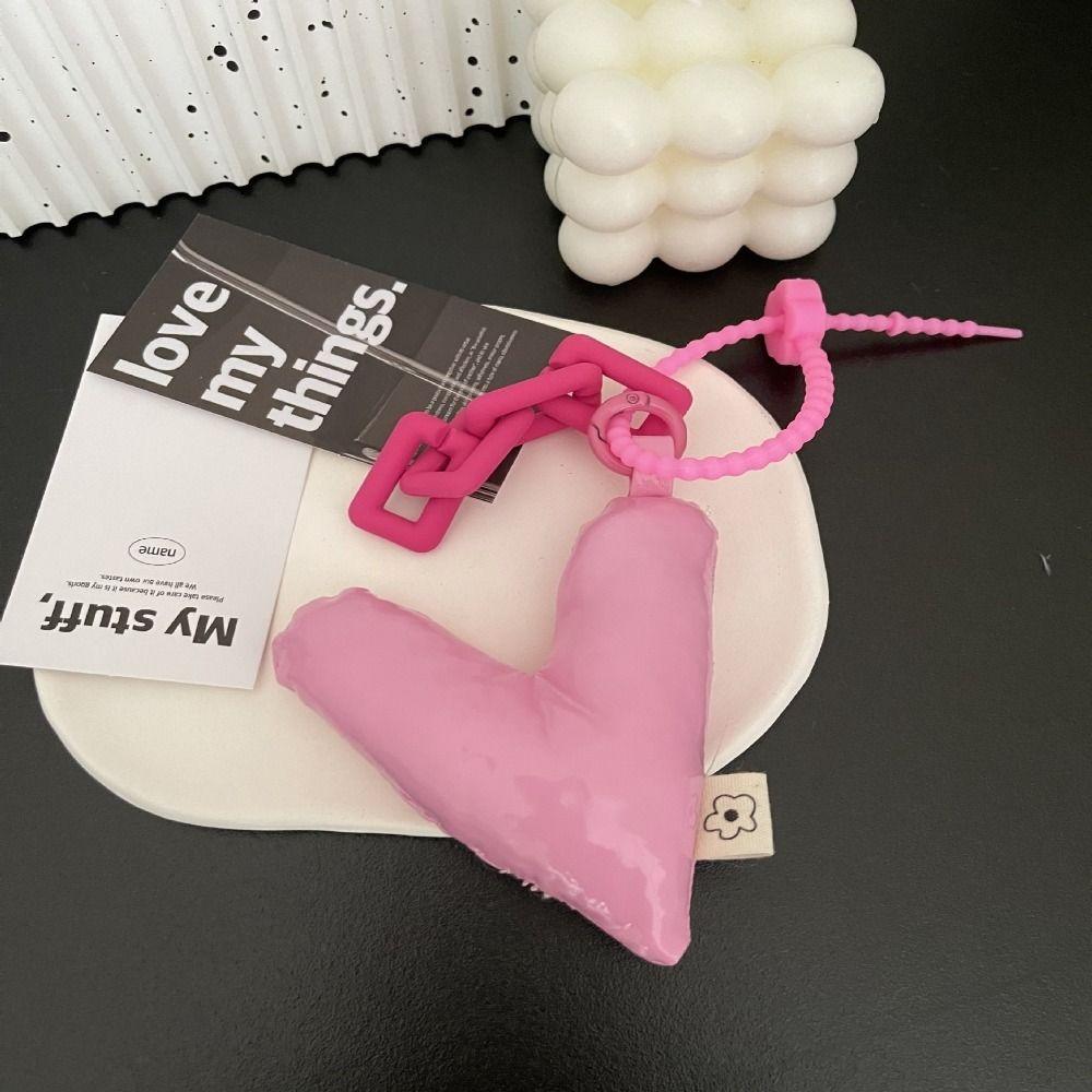 Simple Smooth Key Lanyard Cotton Filled Soft Key String Colour Love Heart Rope Bag