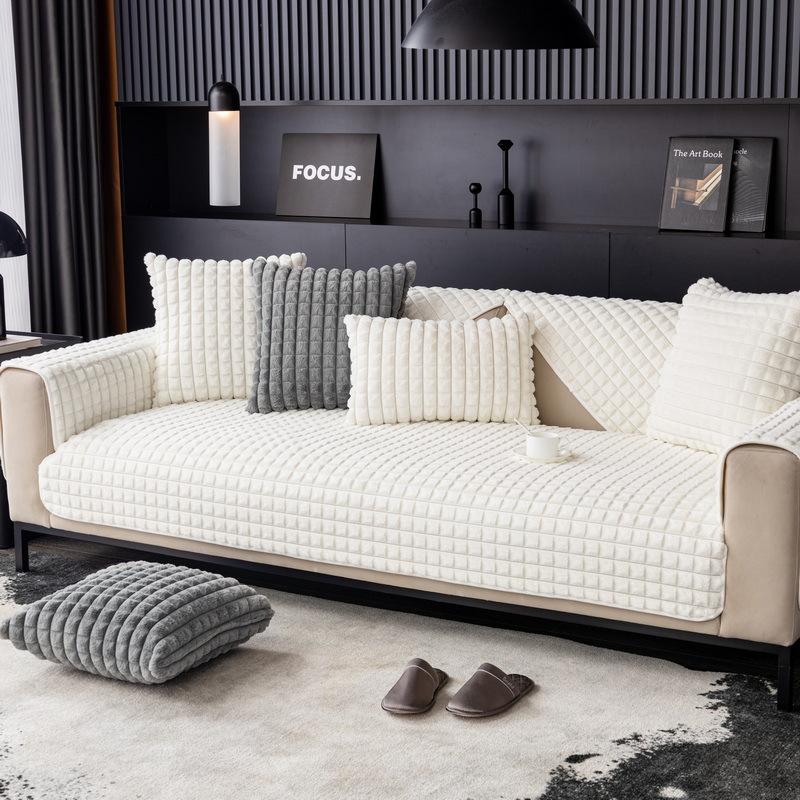 Сплошной цвет, чехол для дивана, универсальный клетчатый плюшевый Нескользящий утолщенный чехол для дивана для гостиной, современный диван, подушка, подлокотник, спинка, полотенце