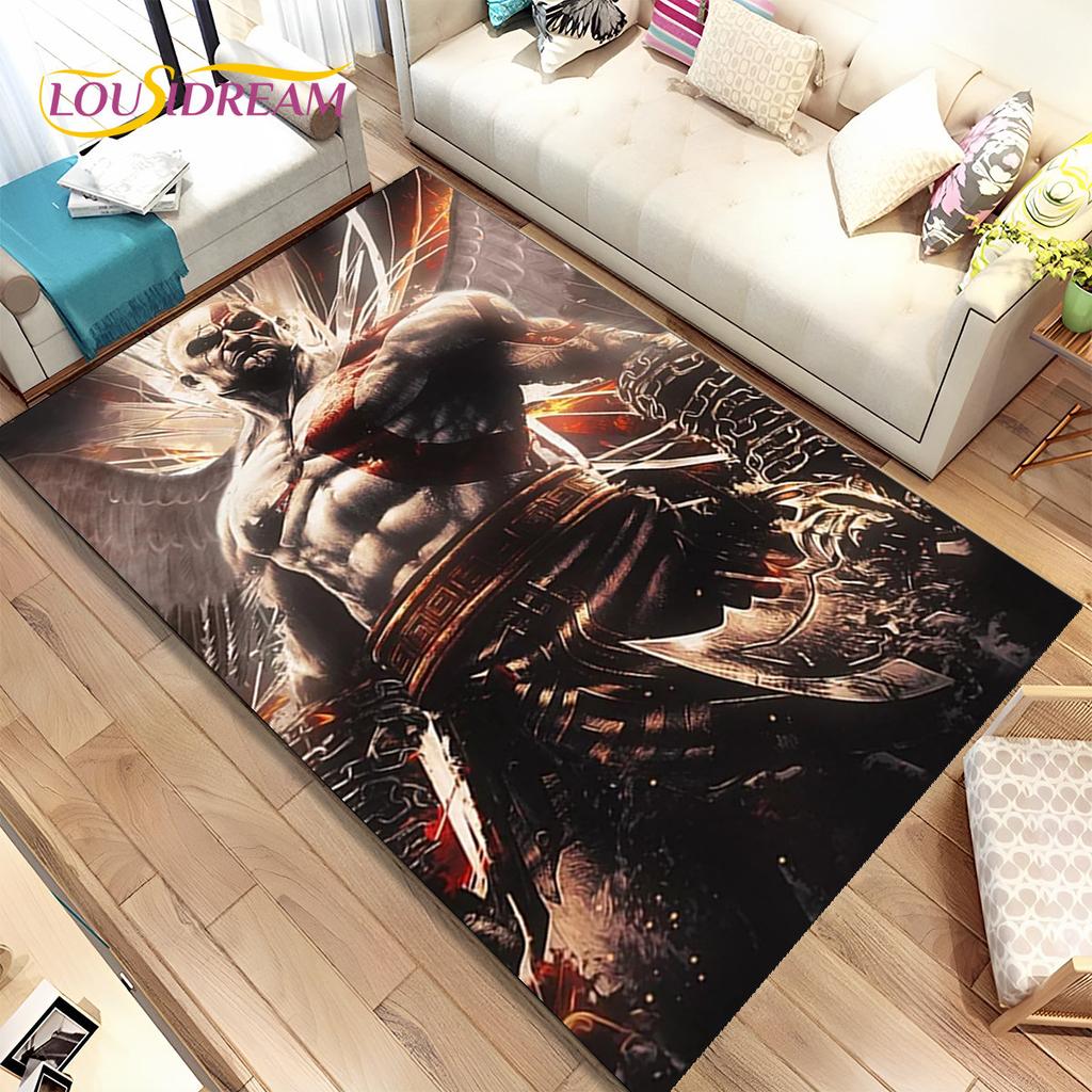 Коврик Игровой Ковер God of War Игроки Кратос, Ковер для Гостиной Спальни Дивана Прихожей Украшение, Детский Нескользящий Коврик для Игр