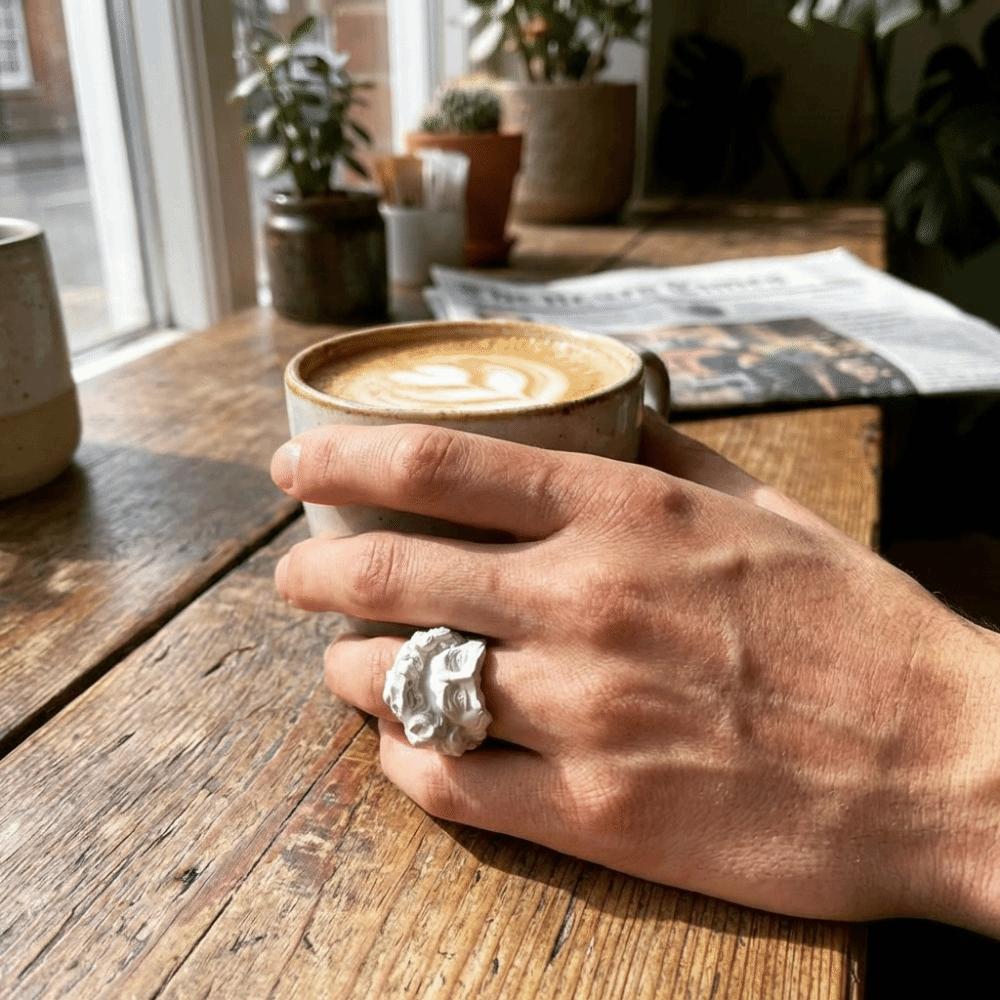 Adjustable Open Rings Metal Silver Color Goth Style Ring Fashion Mystical Masked Face Ring Party