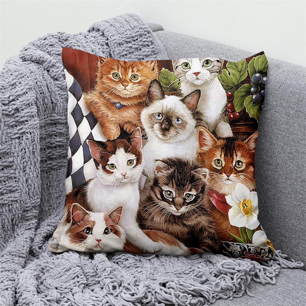 Juste de coussin en velours, анималистический цветочный узор, декоративная ткань taie d'oreiller, oreiller pour la maison, канапе, chambre, voiture, loup, vache