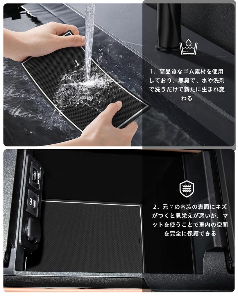 LANGBEAN Toyota Alphard 40 Interior Rubber Door Pocket Scratch and Noise Interior Alphard Custom Set of 21 Series/Vellfire Mats, Non-Slip Mats,