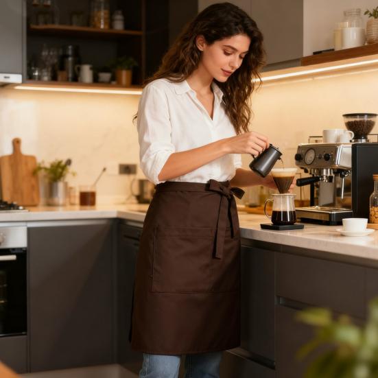 Фартук половинный официантский с большими карманами, водонепроницаемый, маслостойкий, регулируемый, мужской, женский, кухонный, шеф-повара, для кафе, ресторана, пекарни, цветочного магазина, бариста