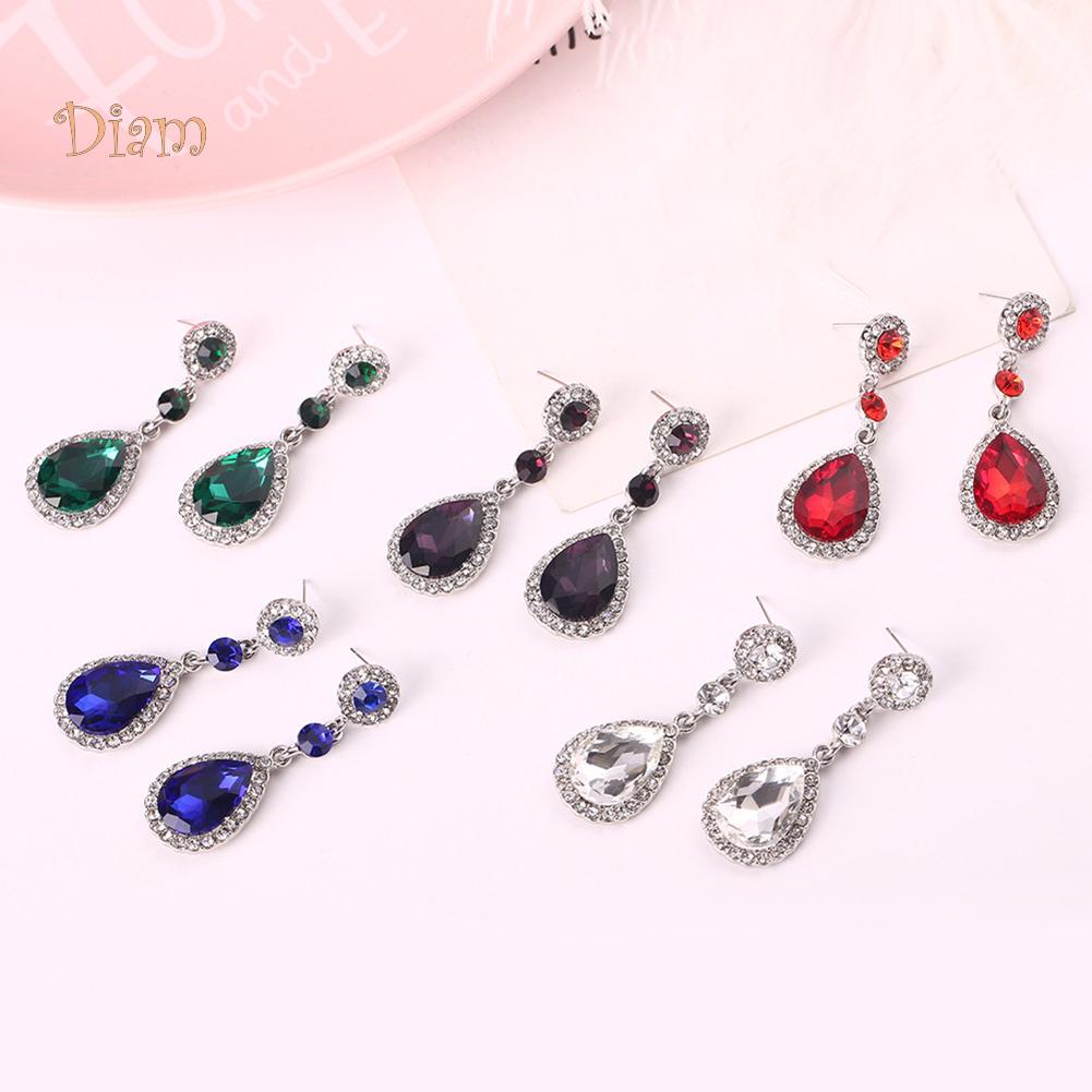 Длинные висячие серьги с горным хрусталём для торжественных мероприятий