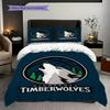 Minnesota Timberwolves Logo Three-piece set(1 * duvet cover + 2 * pillowcase, without core)Soft and comfortable Christmas birthday gift Bedding set