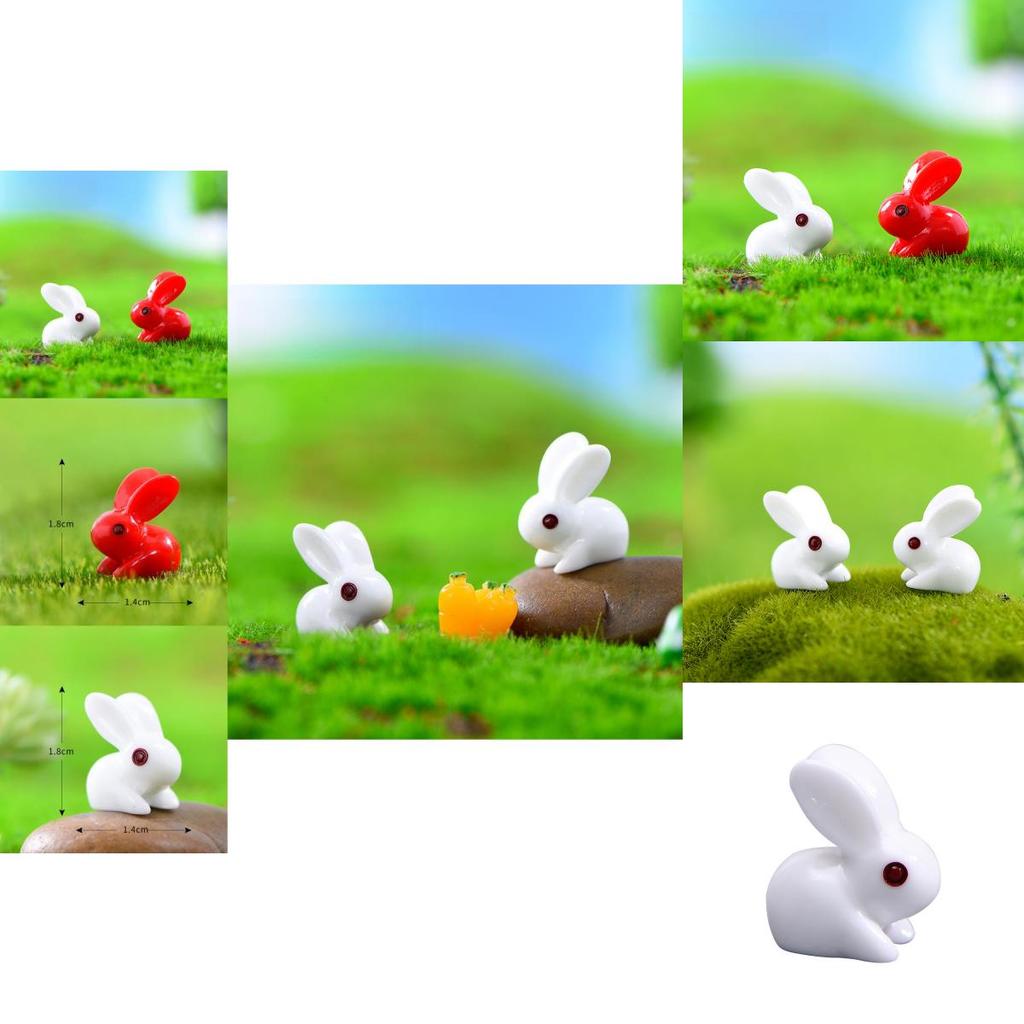 Cute Cartoon-style Red And White Rabbit Ornaments For Diy Mini Scenery Projects