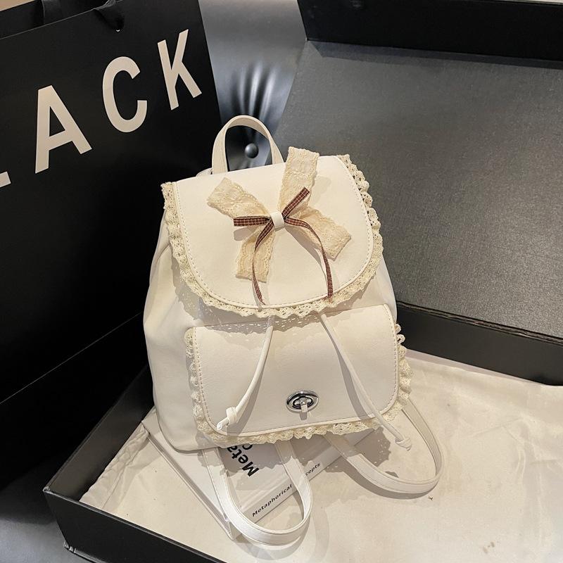 Korean ins high-value soft girl cute bow backpack Japanese girl heart pink tender travel small backpack