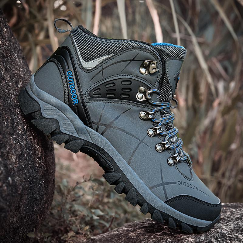 Large Size 46 Super Warm Men's Hiking Boots Winter Trekking Tourism Shoes Wear-resistant Tactical Sneakers Women Mountain Boots