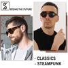 [SHEEN KELLY] Gothic Motorcycle Sunglasses Retro Round Side Shield Retro Steam Punk Sunglasses for Gentlemen