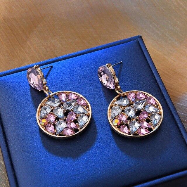 Ztech New Pink Series Crystal Beads Tassel Earrings for Women Girls Elegant Cute/Romantic Korean Style Statement Jewelry Brincos