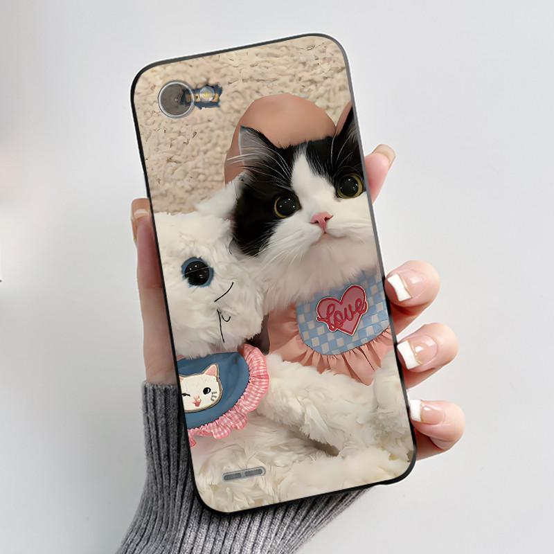 Милый Чехол Для LG Q6 Fundas LG G6 Mini Capa Coque Печатный Корпус Защитная Крышка Мягкий Силикон Мультяшный Черный Корпус