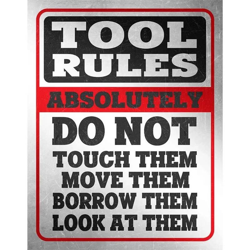 Vintage Tiki-Inspired Man Cave Signs - "Tool Rules", a Farm Fresh Decoration for Garage,Garden,Home,Cafe, Living Room, Club,
