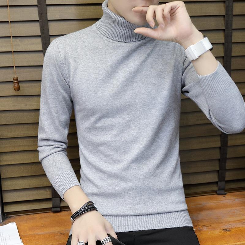 Men S Slim Fit Solid Color Turtleneck Long Sleeve Knit Sweater Winter