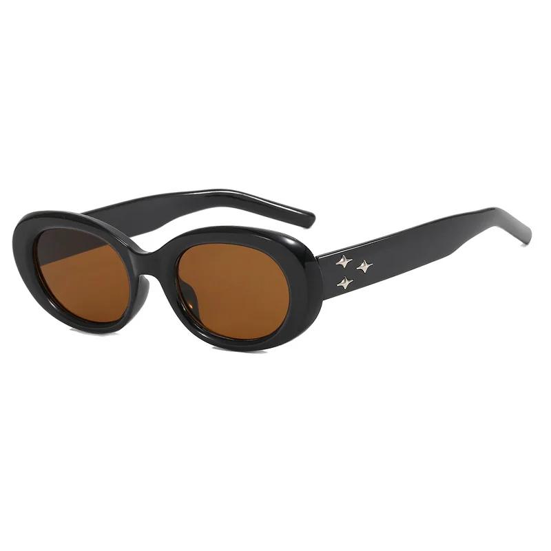 Oval Sunglasses For Men Women Fashion Retro Rice Nail Design Shades Eyewear Female Candy Color Goggle Fishing Sun Glasses