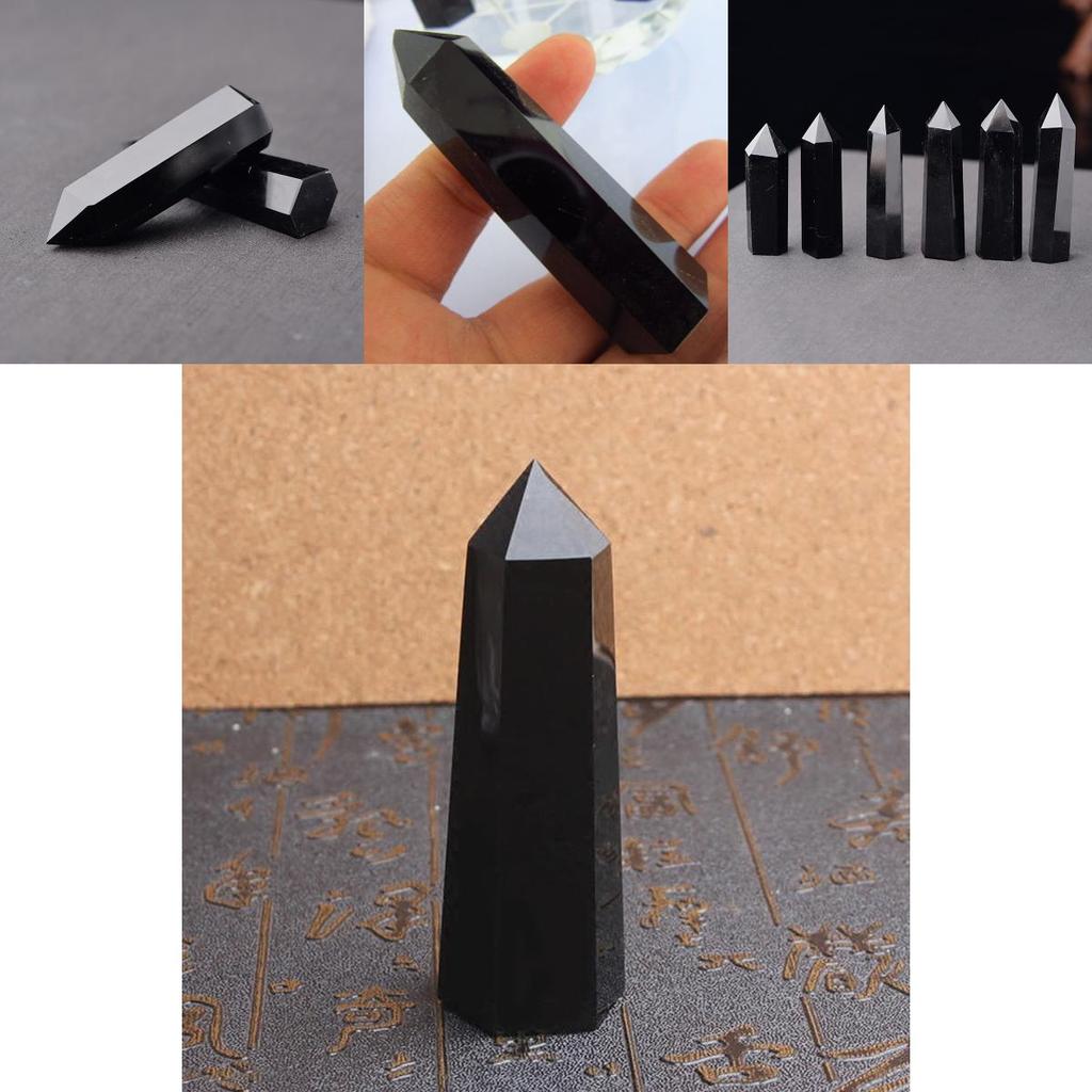 Obsidian Natural 100 Black Quartz Crystal Stone Point Healing Wand Hexagonal
