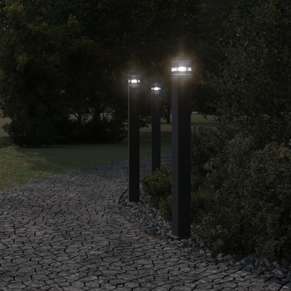 Path Lights with Socket 3 pcs Black 110 cm Aluminum