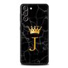 Crown Letter A To Z Phone Case For Samsung Galaxy S24 S23 Ultra S22 S21 S20 FE 5G S10 S10E S9 Plus S8 Soft Silicone Black Cover