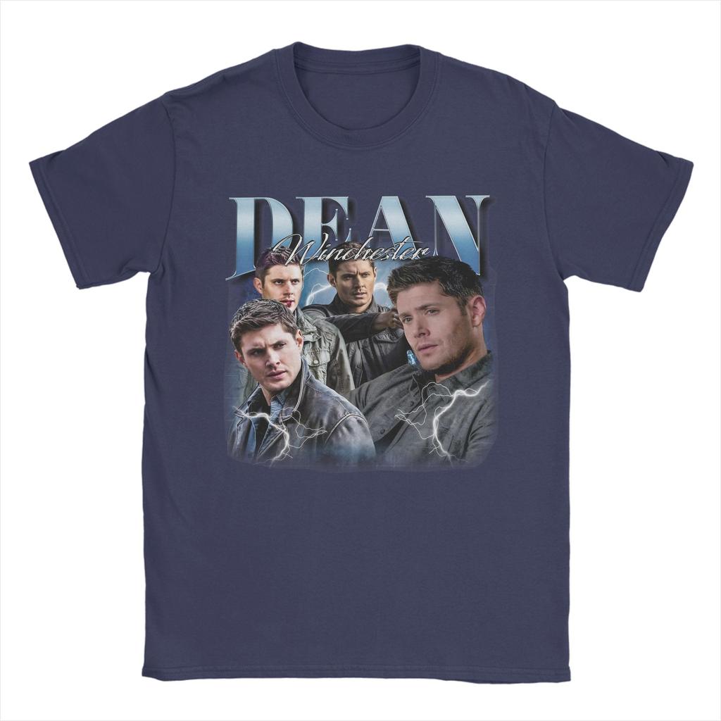 Новинка Винтаж Dean Winchester Сверхъестественное Футболки для Мужчин Хлопковые Футболки с Коротким Рукавом Идея для Подарка Одежда