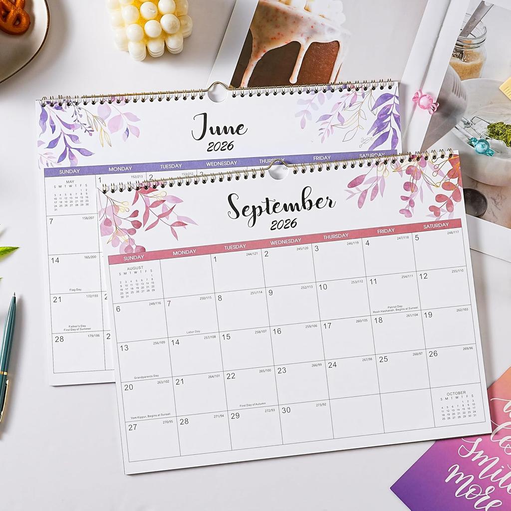 2026 Calendar - Wall Calendar 2026-2027, January 2026 - June 2027, 14.6" x 11.4", 2026 Calendar with Julian Date, Thick Paper, Twin-Wire Binding,