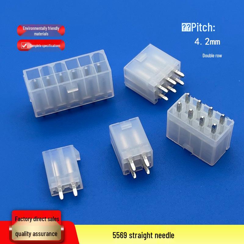 4.2mm Pin Header Connector with 5569 Straight and Right-Angle Pins and 5557 Male Housing Terminal.