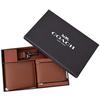 Leather Bifold Wallet Card Case Keychain Dark Saddle 64118 [Coach] Men's + (Passport) +