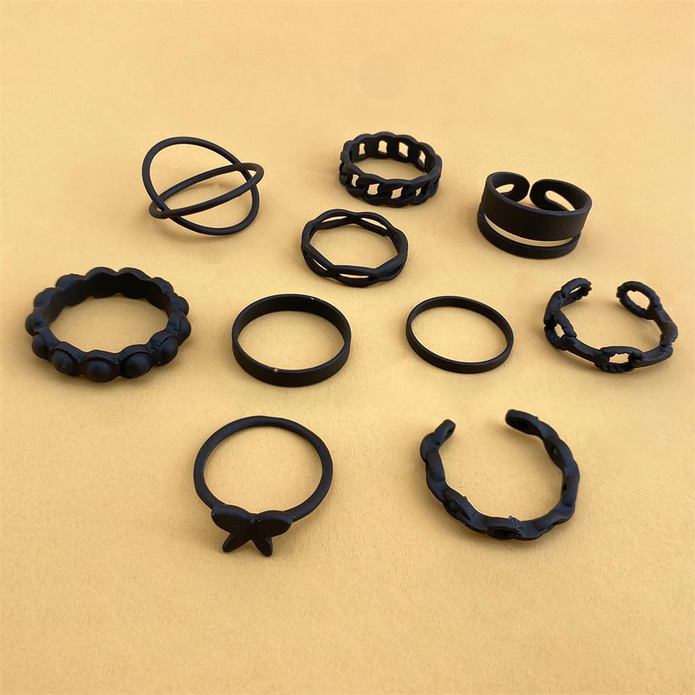 Набор черных металлических колец с покраской для женщин, панк, хип-хоп, уличный, модный, фаланговые кольца, ювелирный подарок AVE