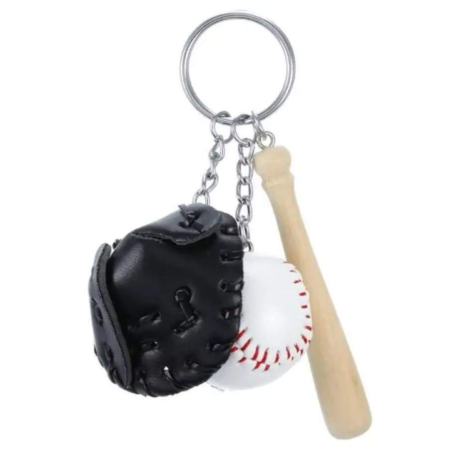 1 Pcs Popular Baseball Keychain Pendant Simulation Mini Baseball Keychain Creative Bat PU Leather Promotion Novelty Gift