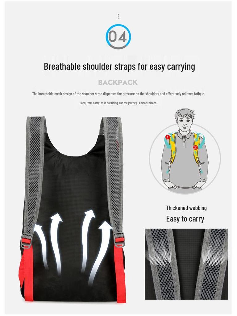 Ultralight Folding Cycling & Hiking Backpack - Portable and Lightweight Outdoor Sports Pack