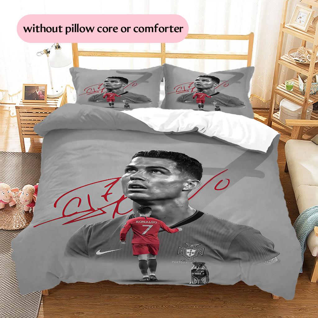 Постельное белье с узором CR7 Домашний декор Подарок на день рождения (1 пододеяльник + 2 наволочки, без наполнителя),товары для фанатов.