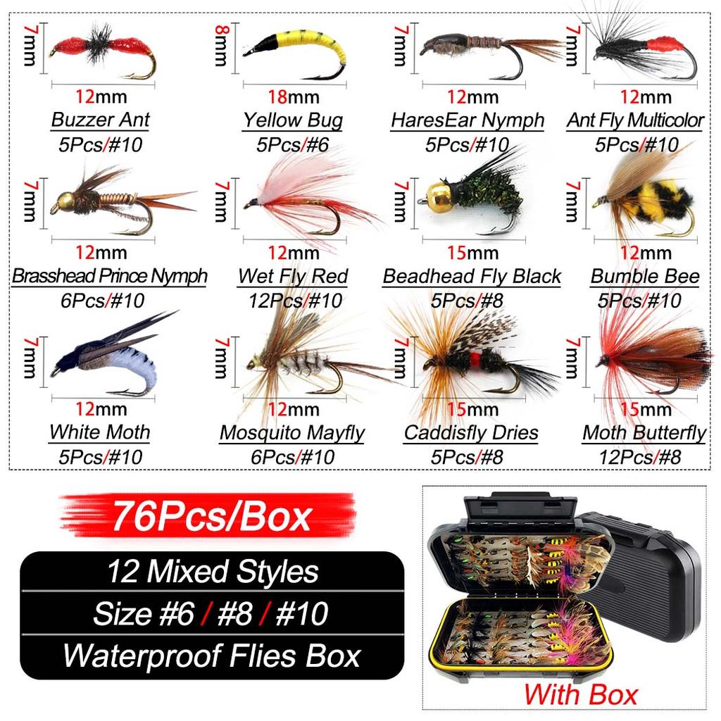 24-120 шт. набор мушек для рыбалки нахлыстом, сухие влажные мухи, рыболовная приманка, искусственная наживка для нимфы, форели, окуня, синяя жаберная муха, комбинированная приманка