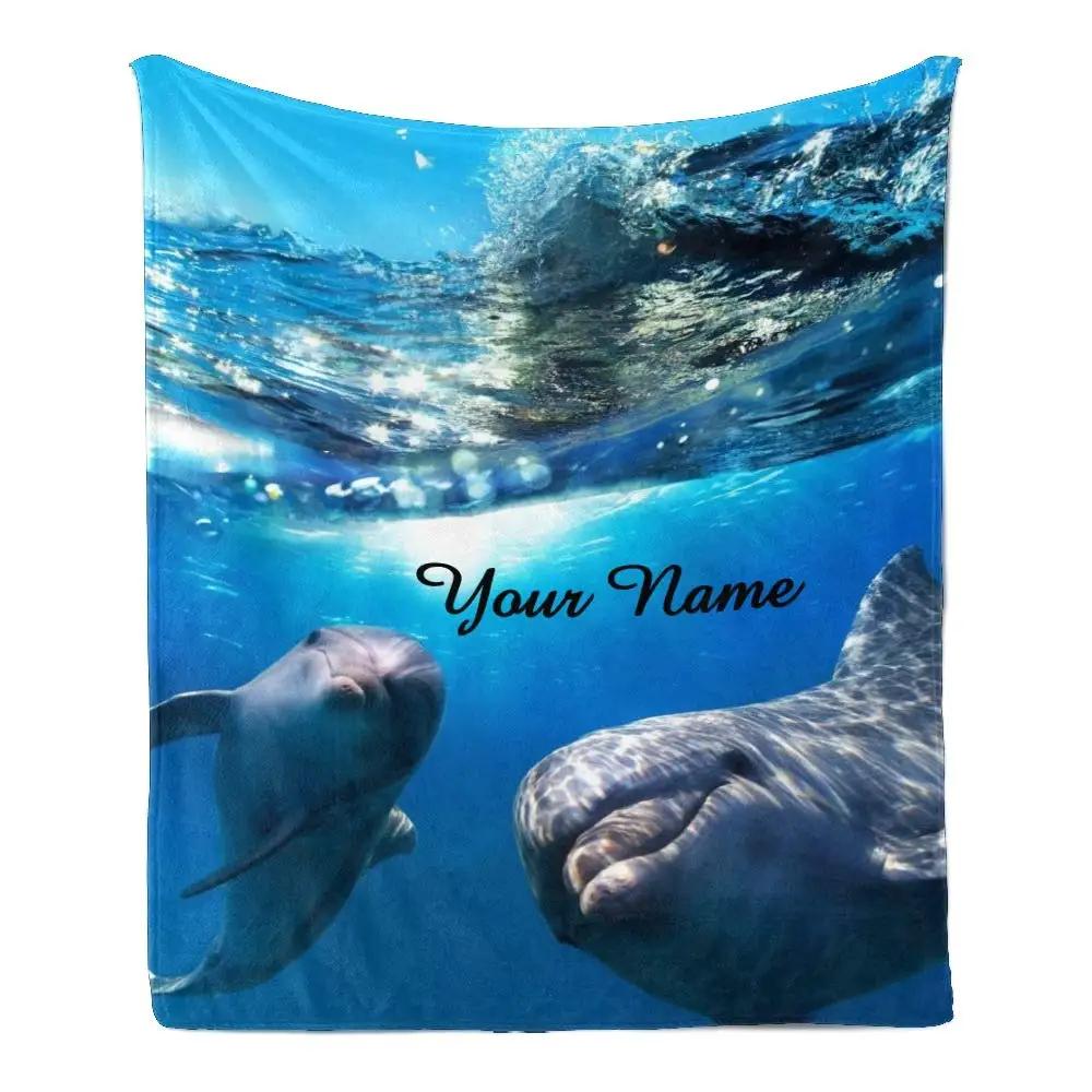 Dolphin Throw Blanket, Soft for Girl Kid Teens Adults, Fleece Cute Warm Cozy Bed Crib or Couch