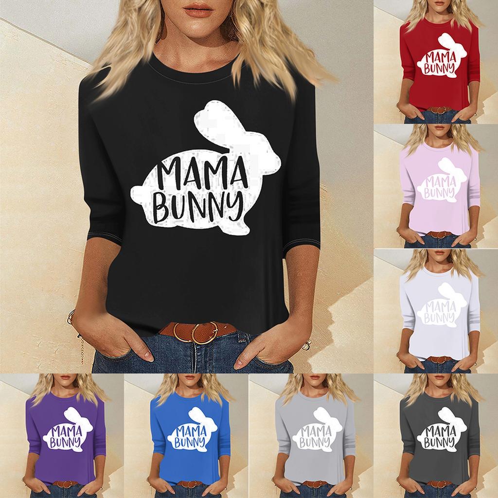 Women's Fashion Casual Seven Sleeve Valentine's Day Printed Pullover Top