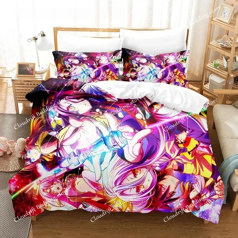 No Game No Life Постельный комплект Односпальный Полуторный Двуспальный Кингсайз Комплект для кровати Взрослый Мальчики Спальня Комплекты пододеяльников 3D Аниме