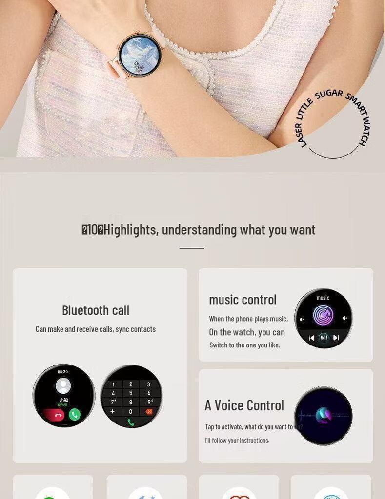 Women's Multifunctional Smartwatch with Offline Payment, Genuine Leather Strap, Bluetooth Call, Sports Features - Model CY700