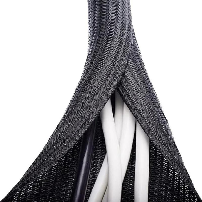 ПЭТ Плетёная Самозакрывающаяся Кабельная Оплётка Изолированный Кабель Гибкий Защитный Шнур Органайзер Оплётка для Дома Автомобиля Стола Телевизора ПК