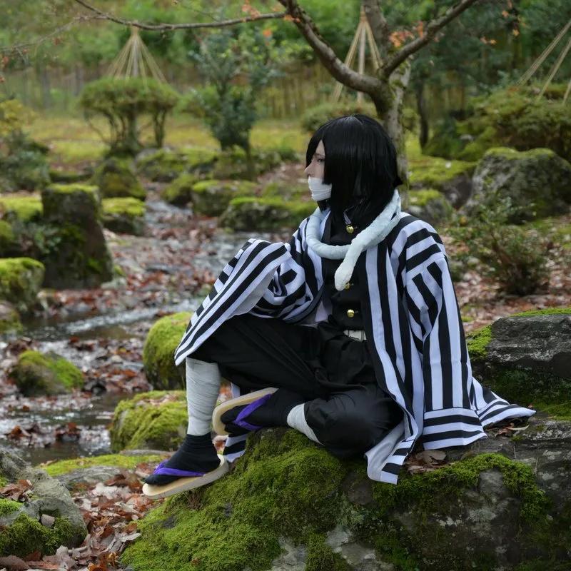 Obanai Iguro Snake Cosplay Anime Demon Slayer Kimetsu No Yaiba Obanai Iguro Cosplay Kimono Pant Top Kisatsutai Uniforms Halloween Costume Set