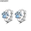 Copper Cute Lovely Cat Paw Hoop Earrings Blue Cubic Zircon Earrings For Girls Accessories S-E1078