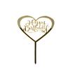 Happy Birthday Letter Love Heart Cake Topper Acrylic DIY Cupcake Cake Smash Candle Party Handmade Stick