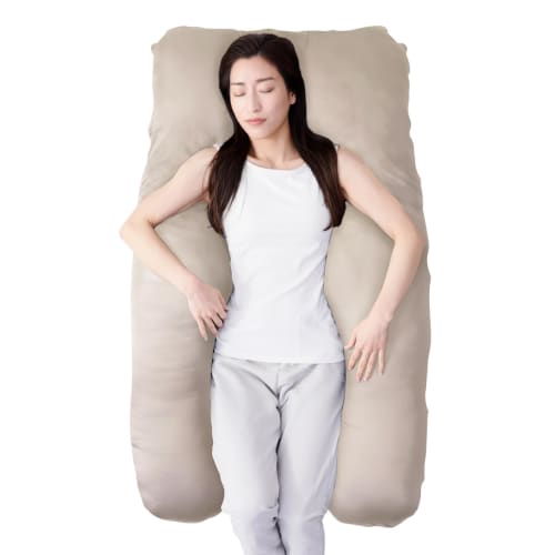 [Featured On TV and In Magazines!] Authentic Hugmochi? Soft Body Pillow for Pregnancy [Cover Type: 100% Cotton] Sleep-Friendly Pillow [Maintains Postu