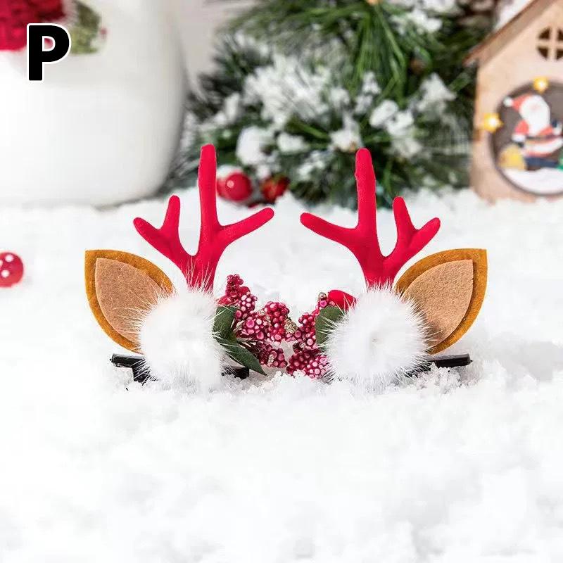 20 Pairs Hair Ball Christmas Antler Deer Ear Hairpins Hair Clip Hair Accessories Christmas Headbands Christmas Gift For Kids