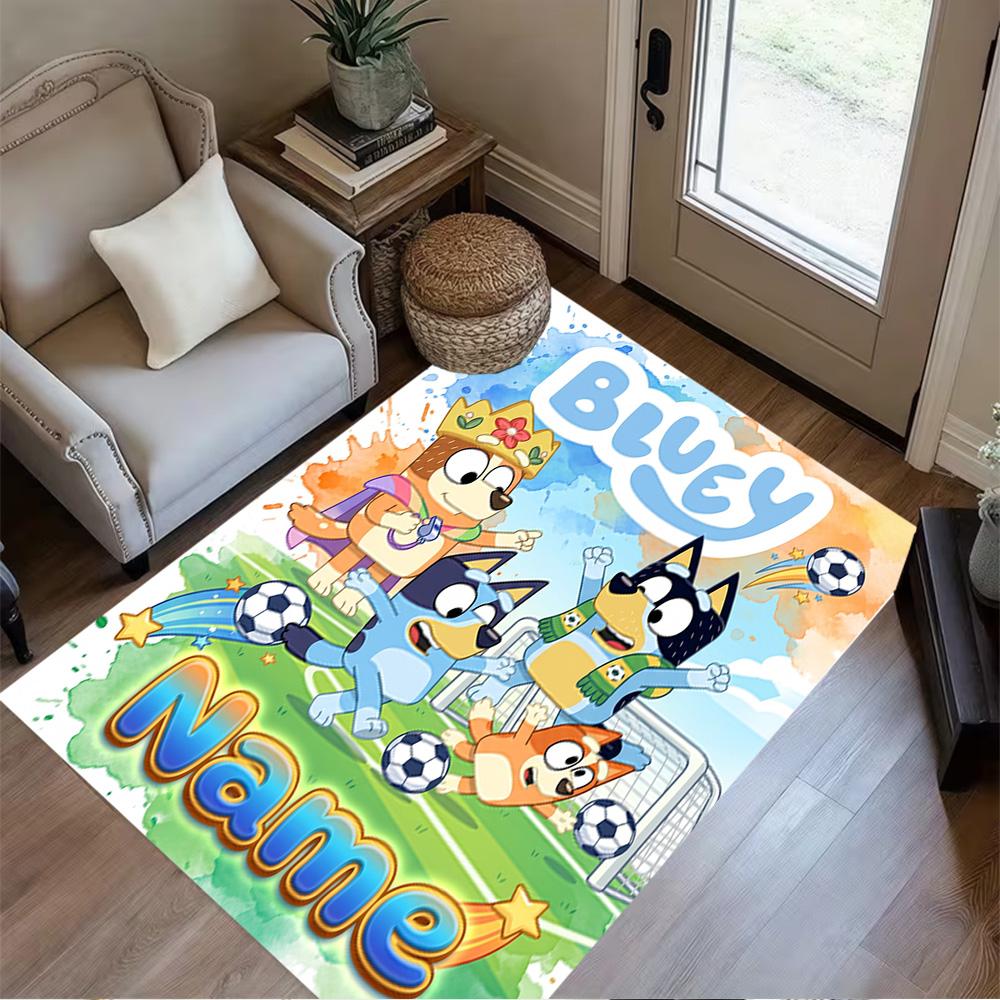 Penguin Christmas Wreath Personalized Name Floor Rug Office Rug Design for Dining Room Decorate room Living Rooms Entryway Antislip Carpet