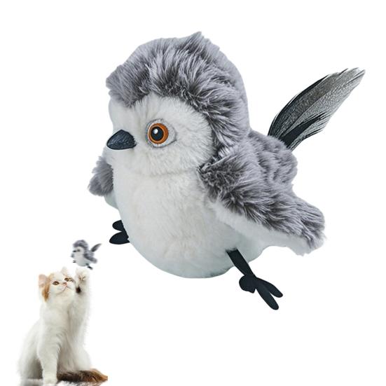 Игрушка для кошек «хлопающая птица», перезаряжаемая интерактивная плюшевая птица с дистанционным управлением, автоматическая хлопающая и щебечущая игрушка для кошек с кошачьей мятой для домашних кошек