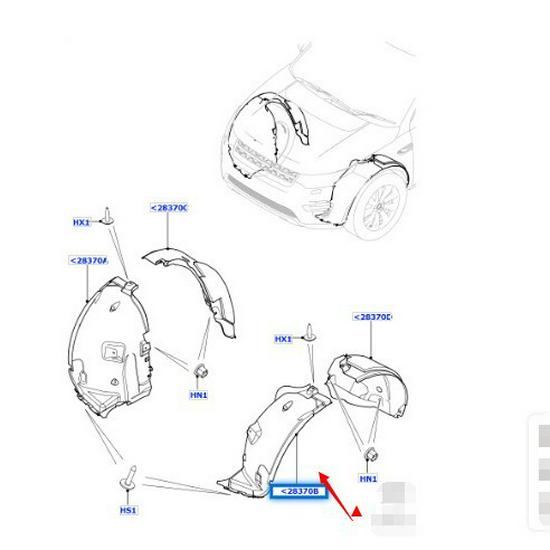 LR073060/LR073058 Передняя внутренняя арка крыла для Land Rover Discovery Sport 2015 года