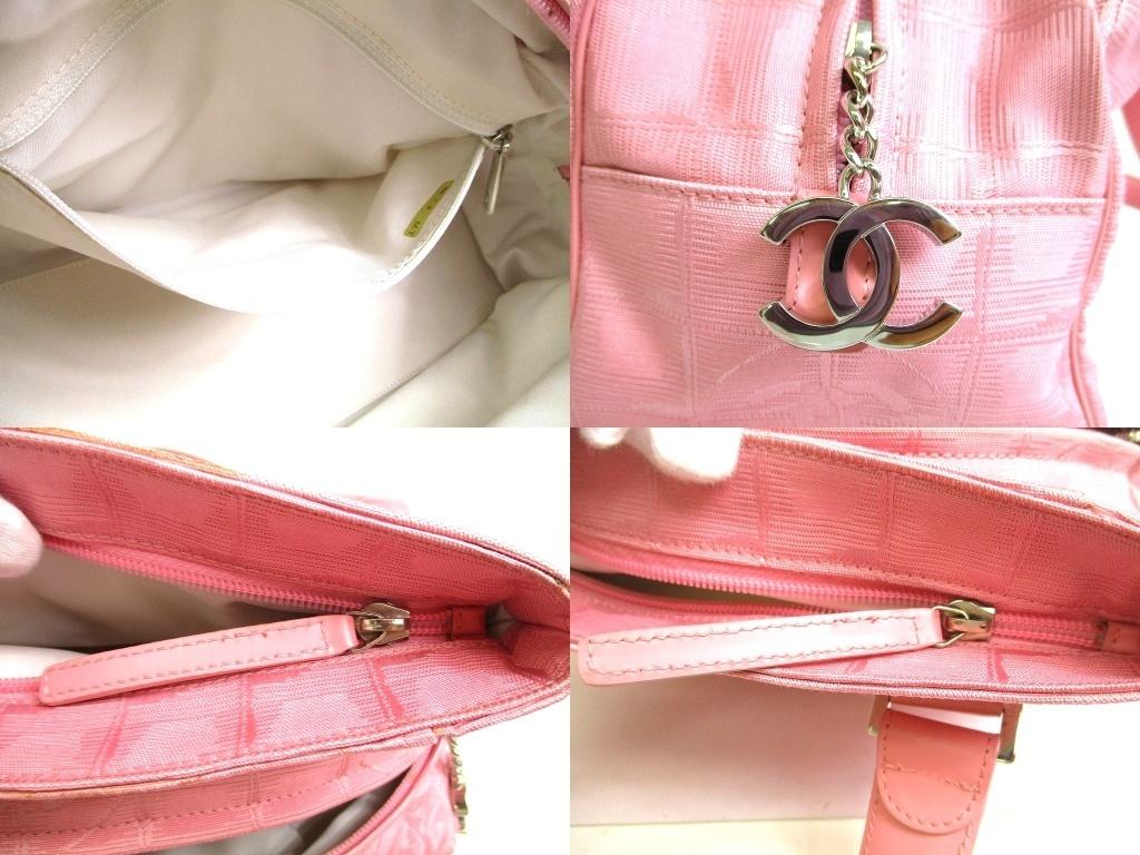 Authentic CHANEL New Travel Pink Nylon Leather Hand Bag Mini Boston Bag #a989  Refurbished