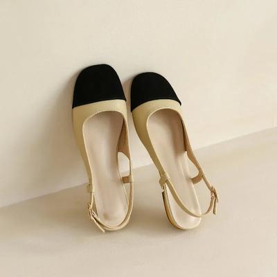 Разноцветные массивные одинарные туфли женские летние сандалии с лоскутным узором на плоской подошве с вырезами по бокам и эластичным ремешком сзади без застежек сандалии с открытой пяткой