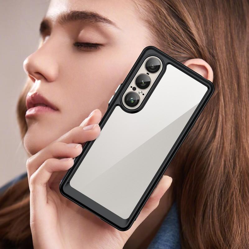 Чехол для телефона Sony Xperia 1 VII WANLONFENG Серия XC ТПУ Акриловая крышка с закаленным стеклом (Большое отверстие для линзы)
