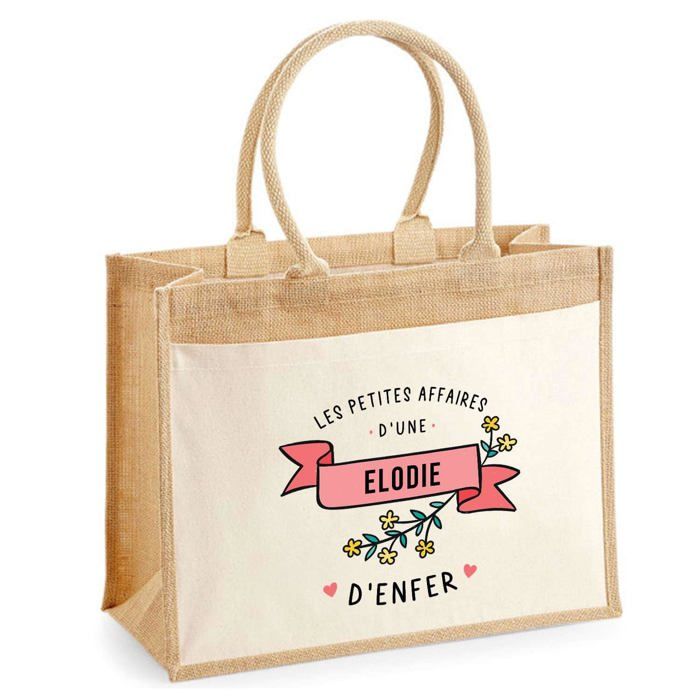 Sac de plage - PLANETEE - jute avec poche Les Affaires d'une Elodie d'Enfer - Coton - 43x33 cm - Imprimé en France