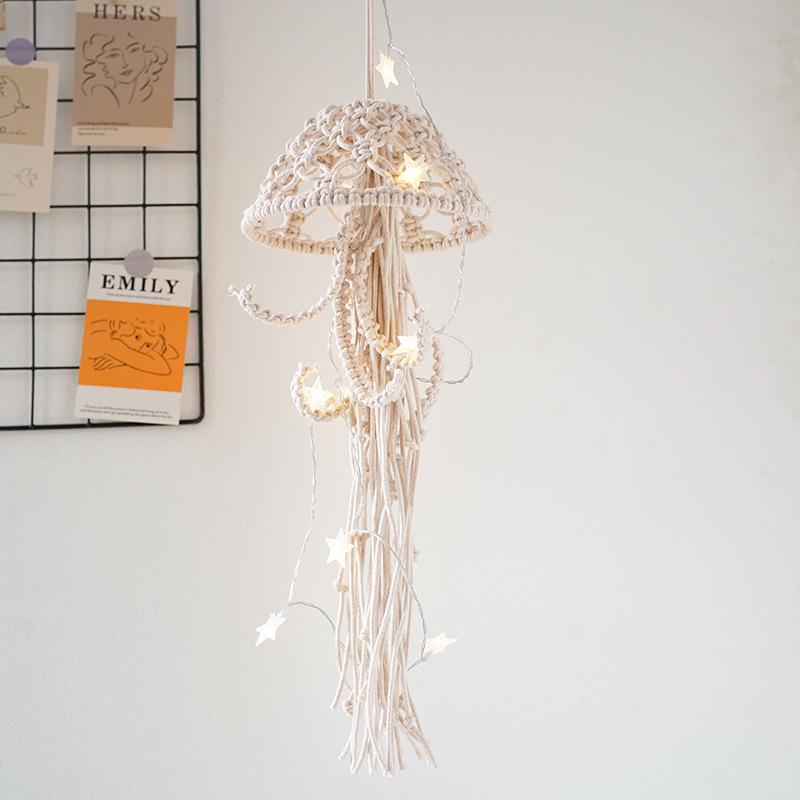 Nordic Handmade Cotton Rope Jellyfish Hanging Ornament for Children's Room or Bedroom
