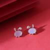 Серьги с игривым зодиакальным кроликом из белого халцедона для женщин, новые модные серьги в стиле национального тренда